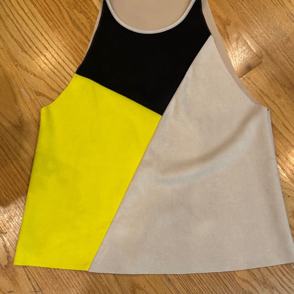 Zara Black, Yellow, and Tan Tank Top
